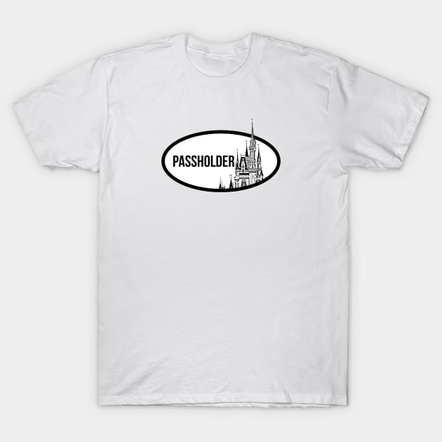 Passholder Magic Castle Sticker Black T-Shirt by FandomTrading